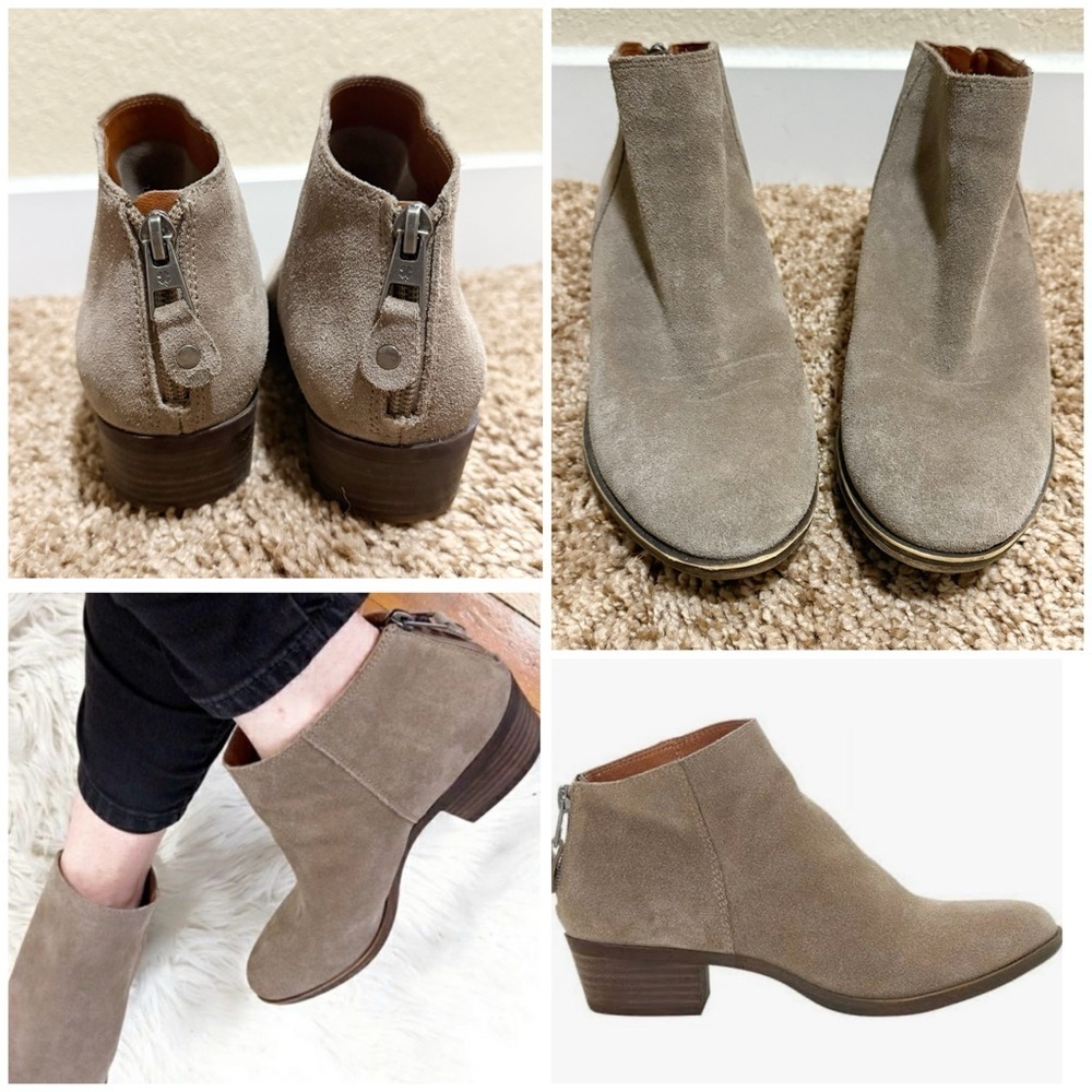 Lucky Brand Bremma Ankle Booties – Taupe Suede – Back Zip - size 7